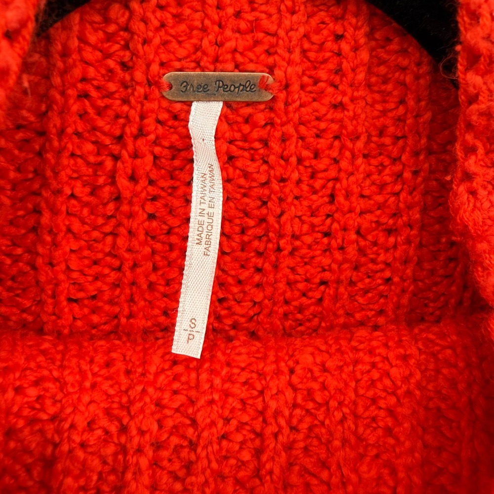 Free People Seasons Change Chunky Knit Sweater Women S Mock Neck‎ Cropped Orange - Picture 5 of 9